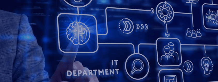 Digital illustration of IT project management workflow, representing staffing solutions for high demand during year-end IT projects.