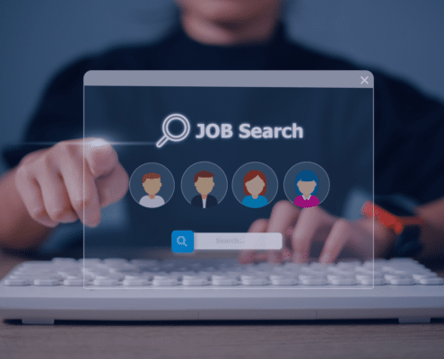 A person using a digital job search interface, symbolizing innovative and non-traditional job search strategies to land a dream job in 2025.