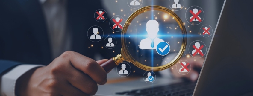 Recruiter using digital talent screening tools to select local candidates, showing how staff solutions leverage local talent networks over national hiring campaigns in Q1 2026.